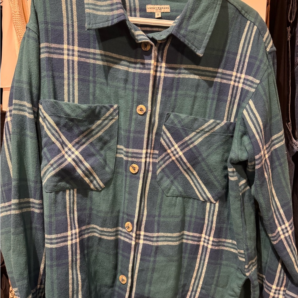 Lucky Brand Blue Plaid Button-Up Shirt